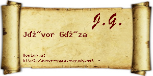 Jávor Géza névjegykártya