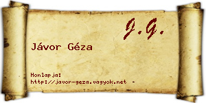 Jávor Géza névjegykártya