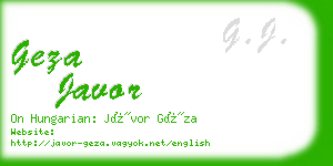 geza javor business card